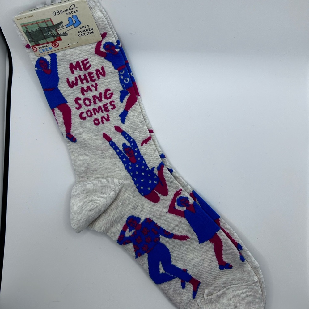 Blue Q Me When My Song Comes On W-Crew Socks NWT (2 for $15)